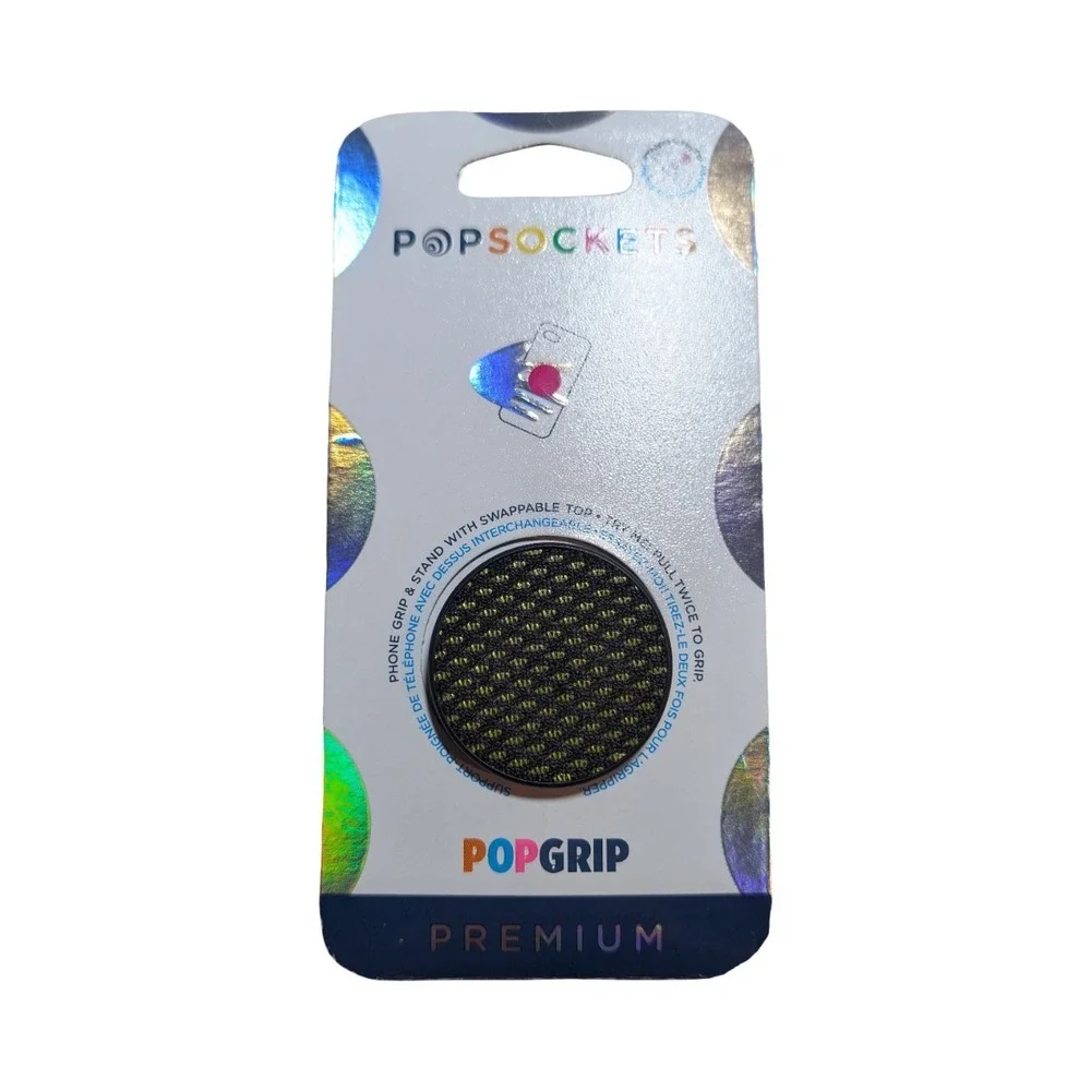 T5-N PopSockets PopGrip Premium Cell Phone Grip - Black‎ Carbonite Weave